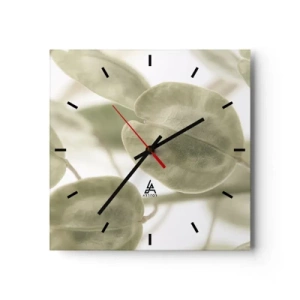 Wall clock - Clock on glass - In the Beginning There Were Leaves… - 40x40 cm