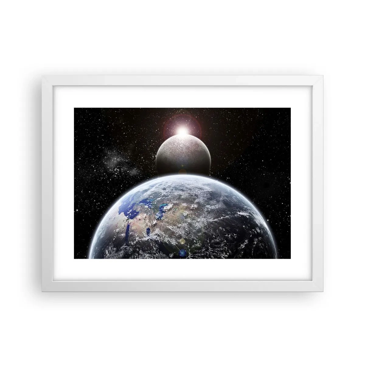 Poster in white frmae - Space Landscape - Sunrise - 40x30 cm
