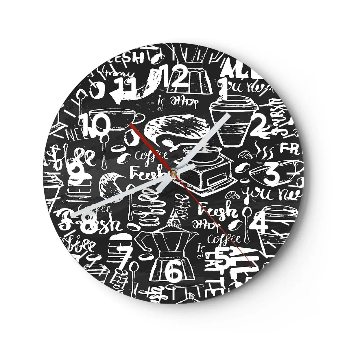 Wall clock - Clock on glass - All You Need Is… - 30x30 cm