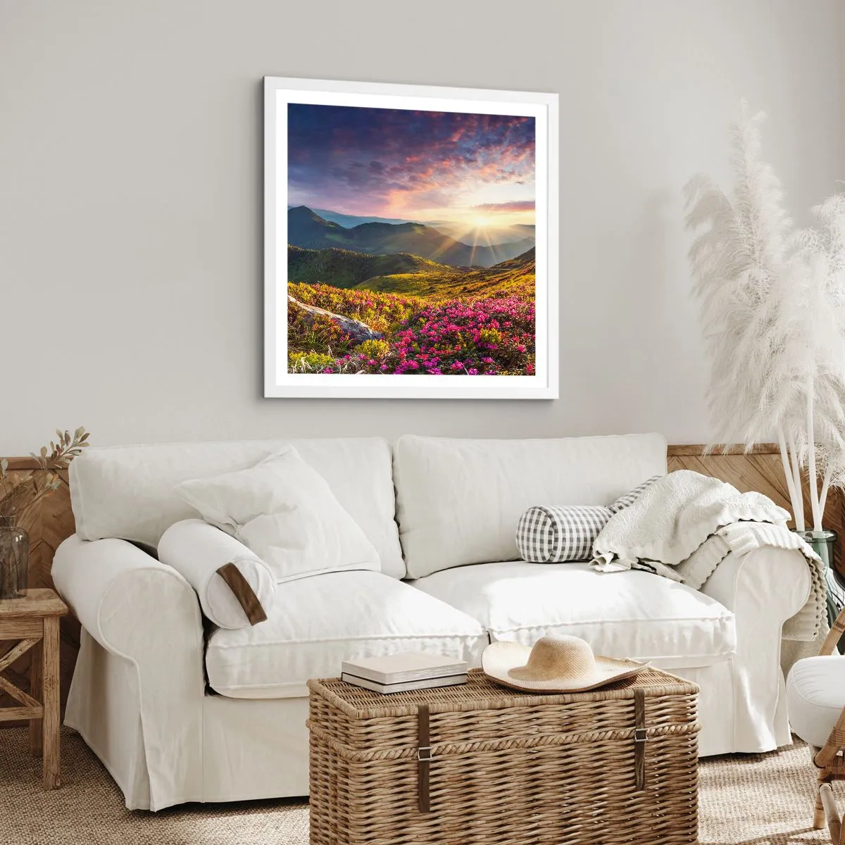 Poster in white frmae - Freshness of Mountain Morning - 40x40 cm