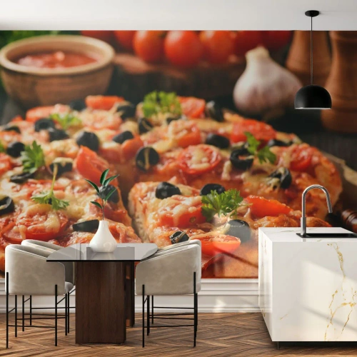 Photo Wallpaper Standard Eco - You Baked It Again - Gastronomy, Pizza, Tomato - 400x280 cm