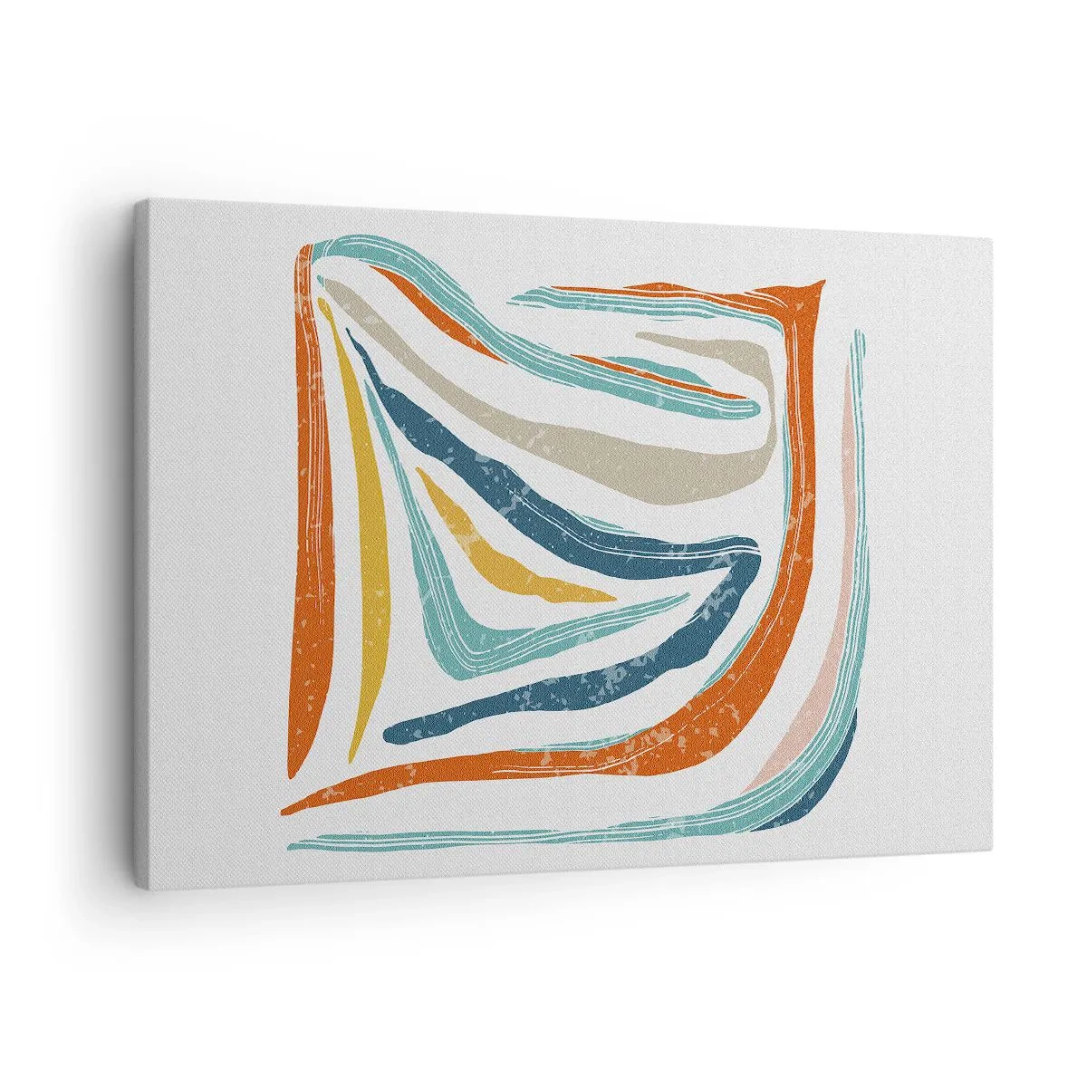 Canvas picture - Colorful, dynamic lines in shades of blue, orange and beige - 70x50cm - Abstract with a Friendly Smile - Modern wall decoration for the living room and bedroom ARTTOR