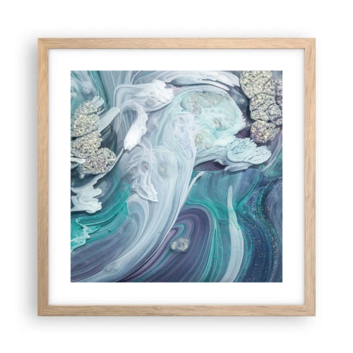 Poster in light oak frame - Currents of Blue - 40x40 cm