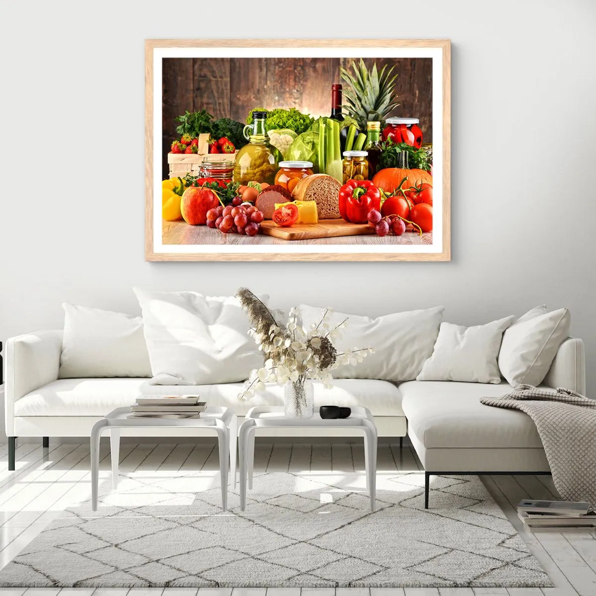 Poster in light oak frame - Smoked, Baked, Marinated - 100x70 cm