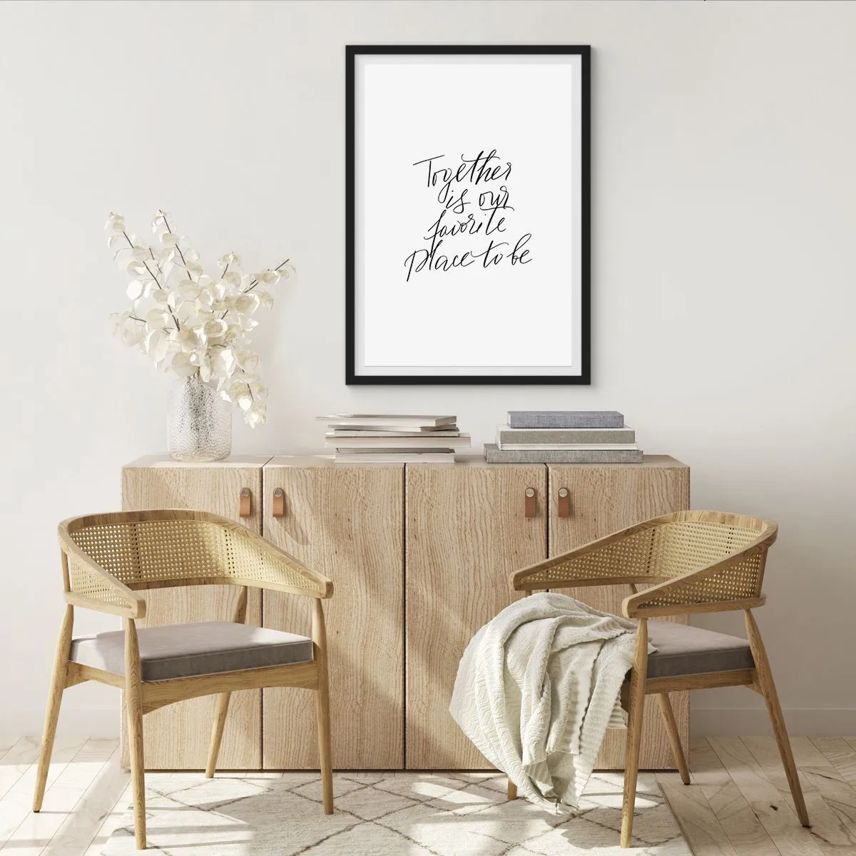 Poster in black frame - 'Together is our favorite place to be' quote on white background - 50x70cm - Do You Also Feel This? - Modern wall decoration for the living room and bedroom ARTTOR