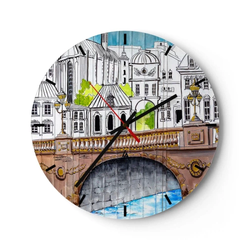 Wall clock - Clock on glass - City Pretty as a Picture - 40x40 cm