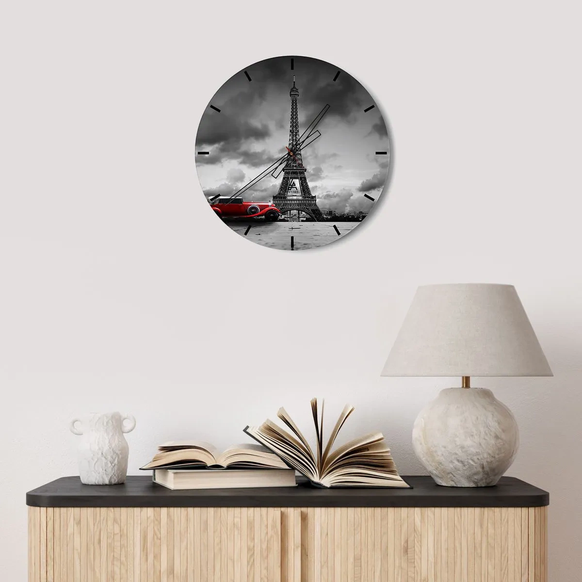 Wall clock - Clock on glass - Not So Long Ago in Paris - 40x40 cm