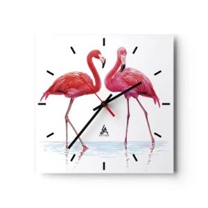 Wall clock - Clock on glass - Pink Rendezvous - 40x40 cm