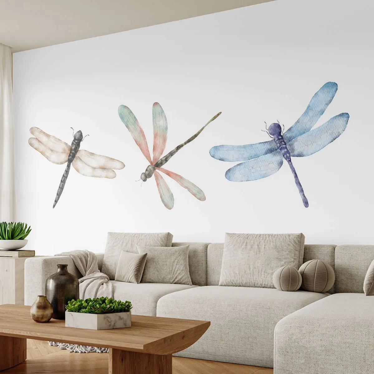 Self-Adhesive Photo Wallpaper Deluxe Sticker - Lightness of Dragonflies  - Insects, Minimalistic, Weighty - 150x105 cm