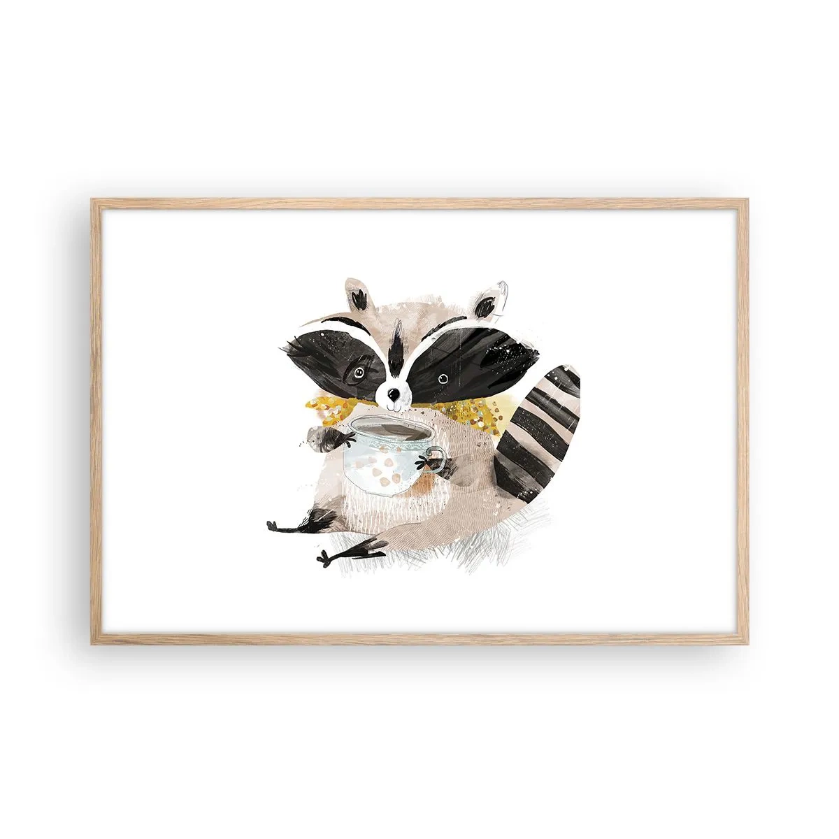 Poster in light oak frame - My Friend Raccoon - 91x61 cm