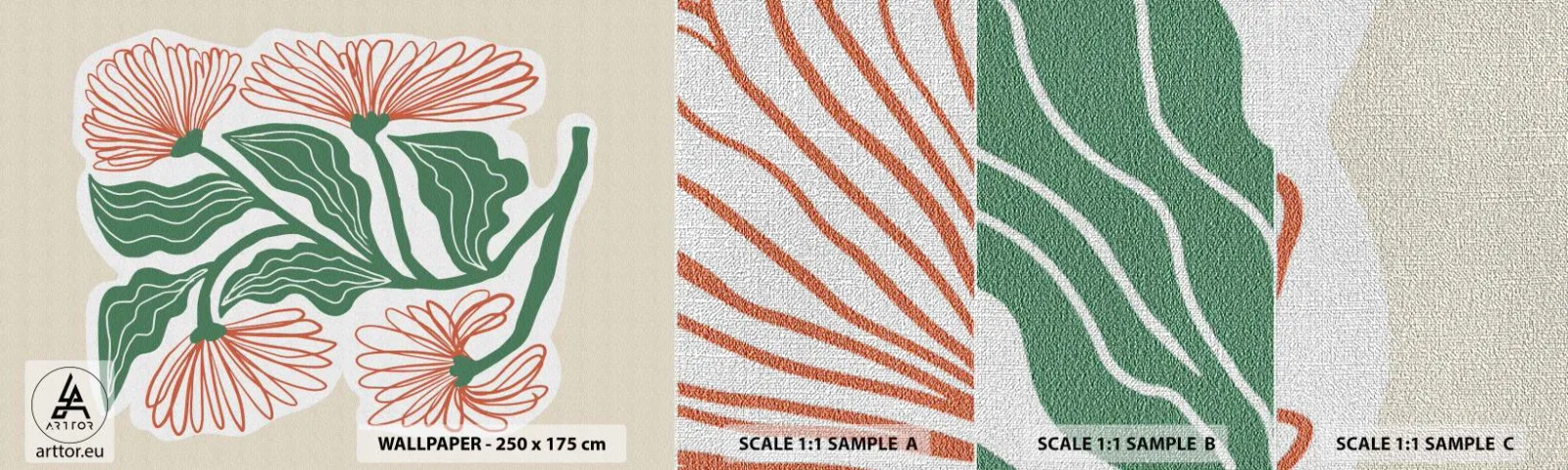 Photo Wallpaper Sample Premium Canvas - Folk and Modern - Boho, Flowers, Minimalism - 100x30 cm