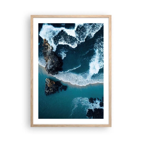 Poster in light oak frame - Envelopped by Waves - 50x70 cm