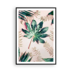 Poster in black frame - Study in Green on Pink Background - 70x100 cm