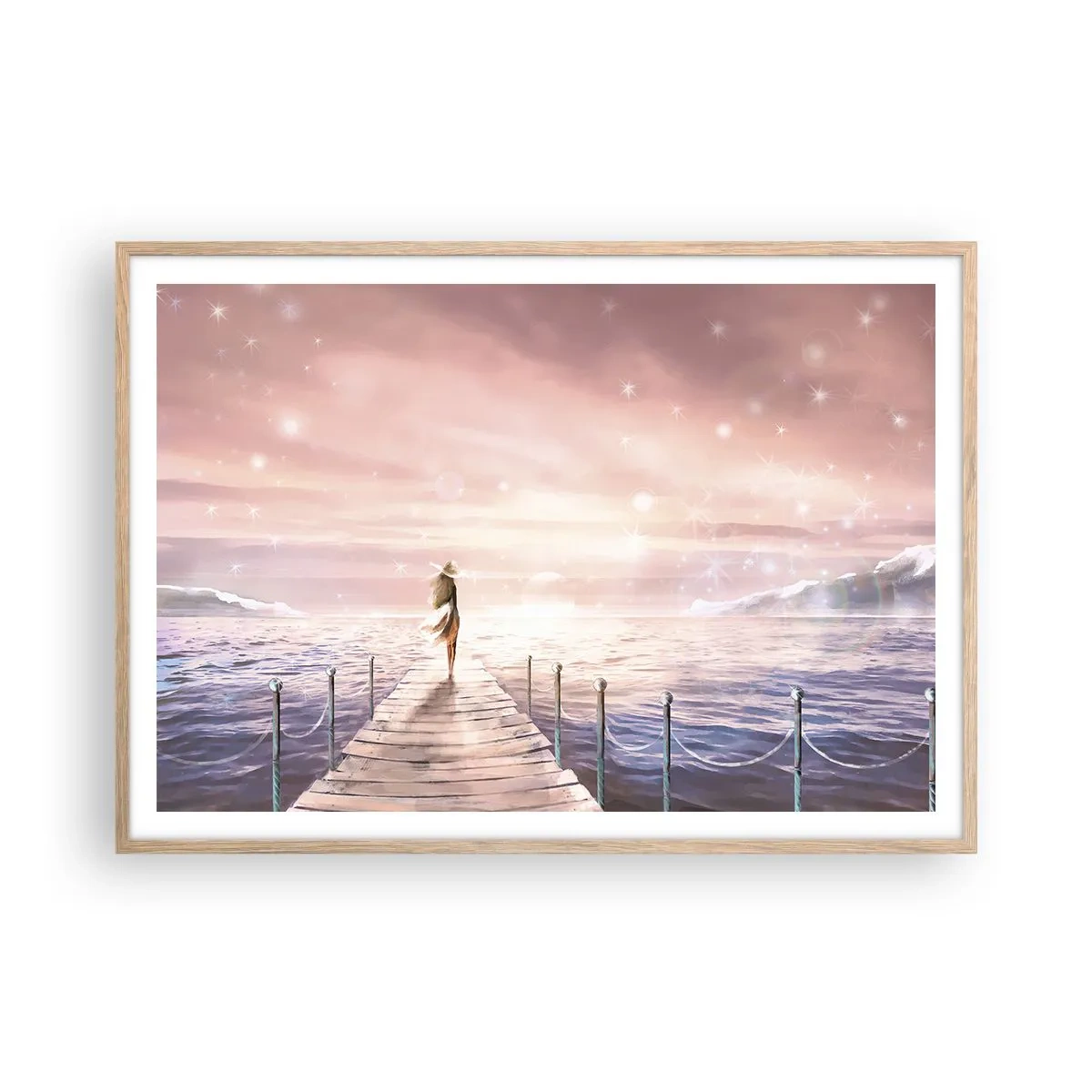 Poster in light oak frame - In a Dream World - 100x70 cm