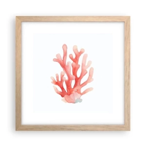 Poster in light oak frame - Coral Colour Colars - 30x30 cm