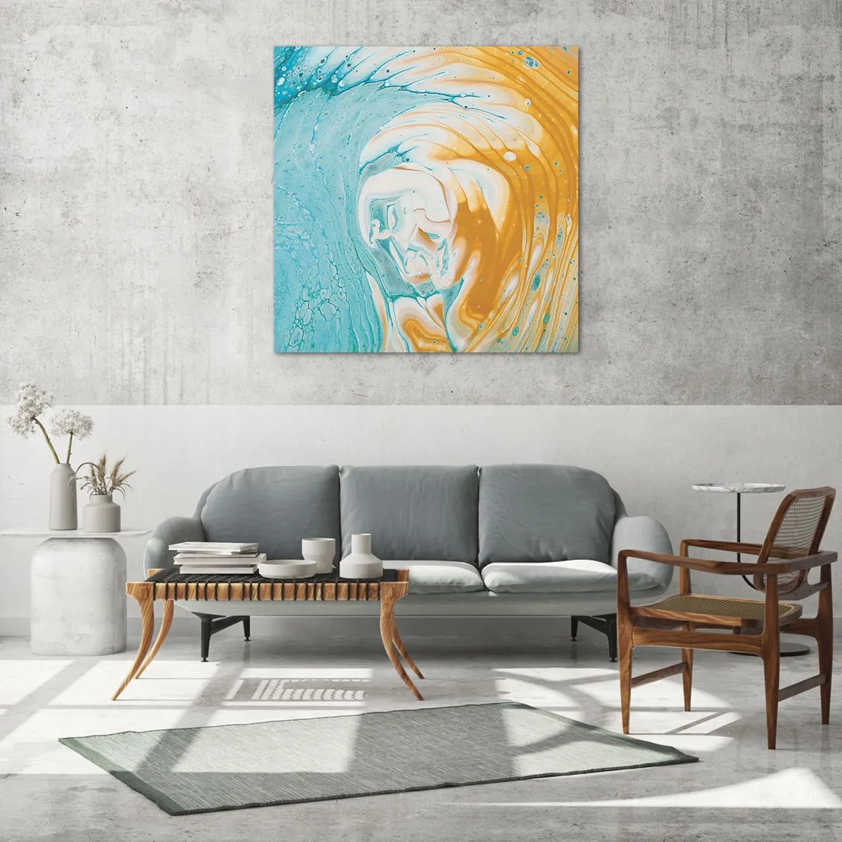 Glass picture - Pastel Swirl - 40x40 cm