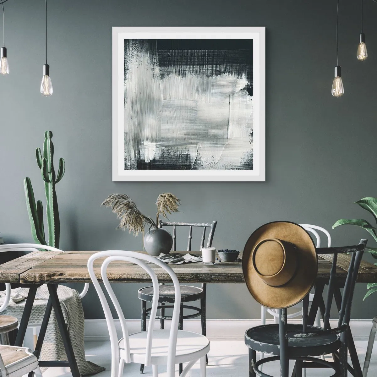 Poster in white frmae - Woven from the Vertical and the Horizontal - 40x40 cm