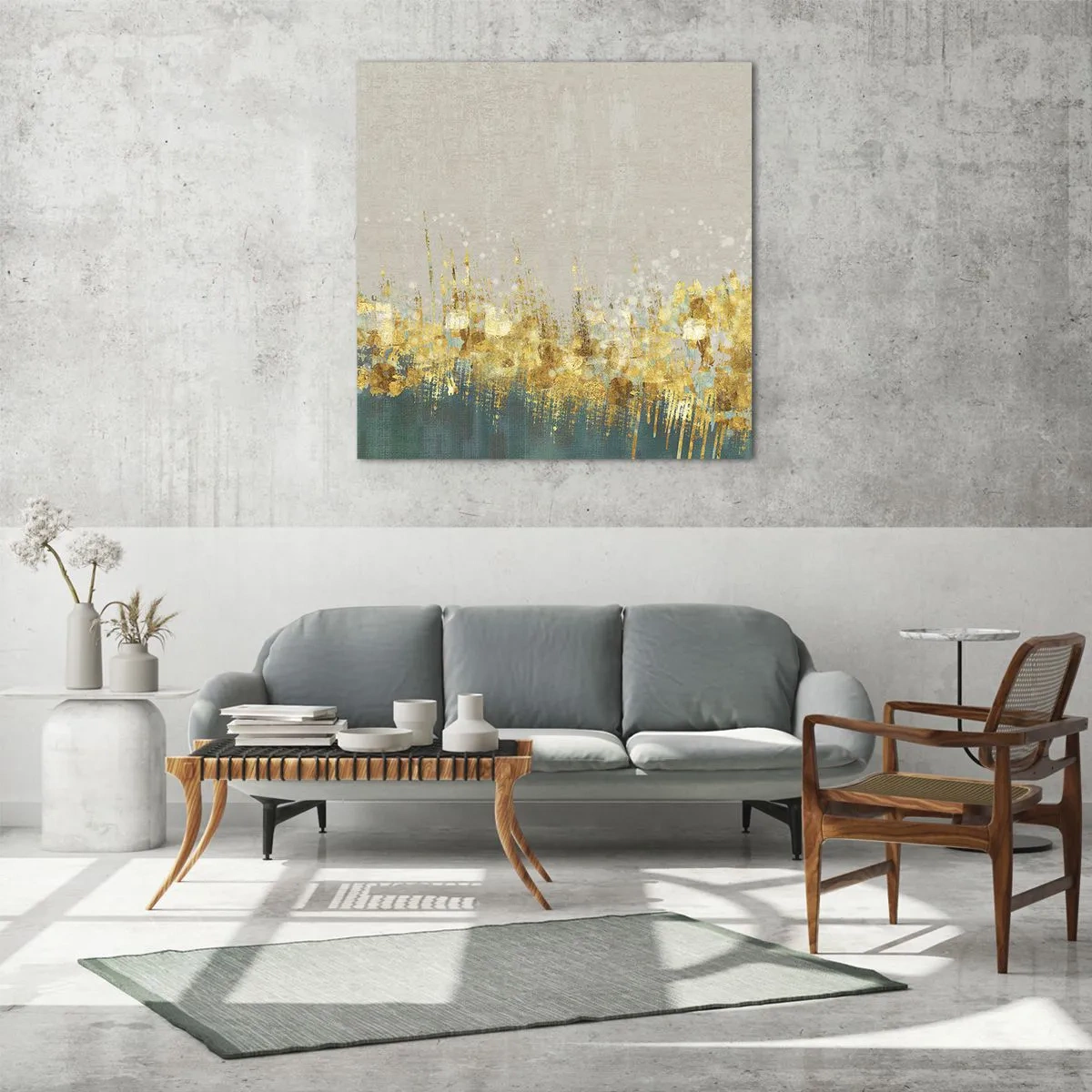 Glass picture - Golden Border - 50x50 cm