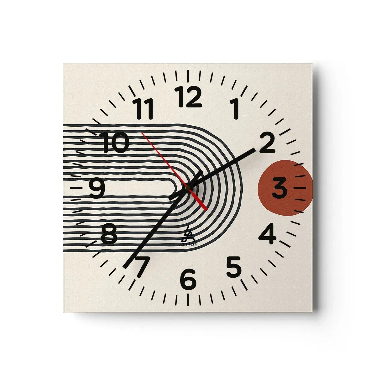 Wall clock - Clock on glass - Magnetism of Shapes and Colours - 30x30 cm