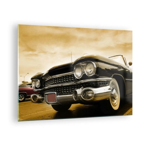 Glass picture - The front of a classic car in an elegant retro style - 70x50cm - Classics Never Passes Away - Modern wall decoration for the living room and bedroom ARTTOR