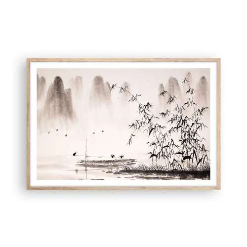 Poster in light oak frame - Quiet As a Rice Field - 91x61 cm