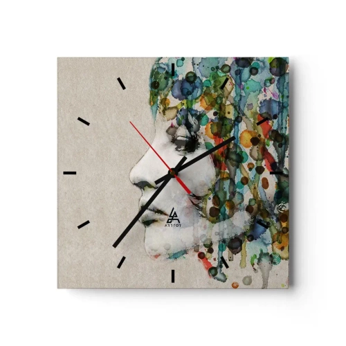 Wall clock - Clock on glass - Emerged from Greyness - 40x40 cm