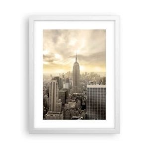 Poster in white frmae - New York Woven in Grey - 30x40 cm