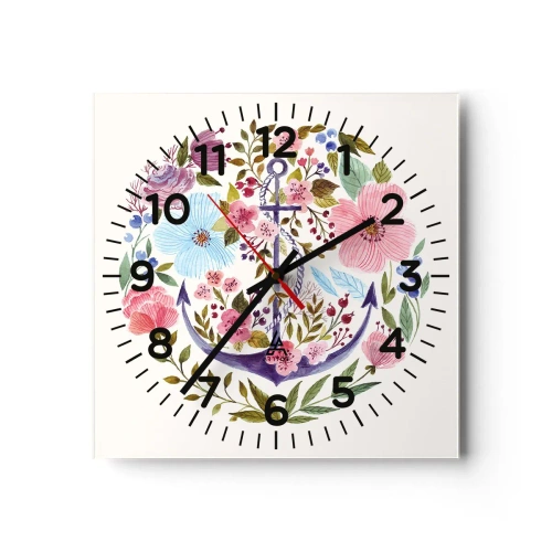 Wall clock - Clock on glass - Good Dream of a Sailor - 30x30 cm