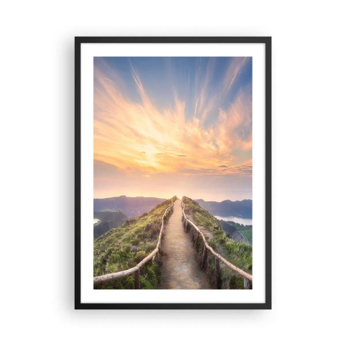 Poster in black frame - Hilltop path with sunset and mountain views - 50x70cm - Close to Heaven - Modern wall decoration for the living room and bedroom ARTTOR