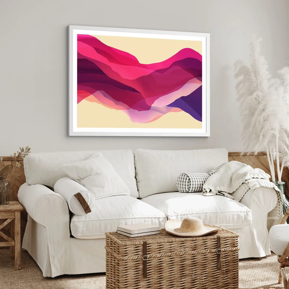 Poster in white frmae - Waves of Purple - 40x30 cm