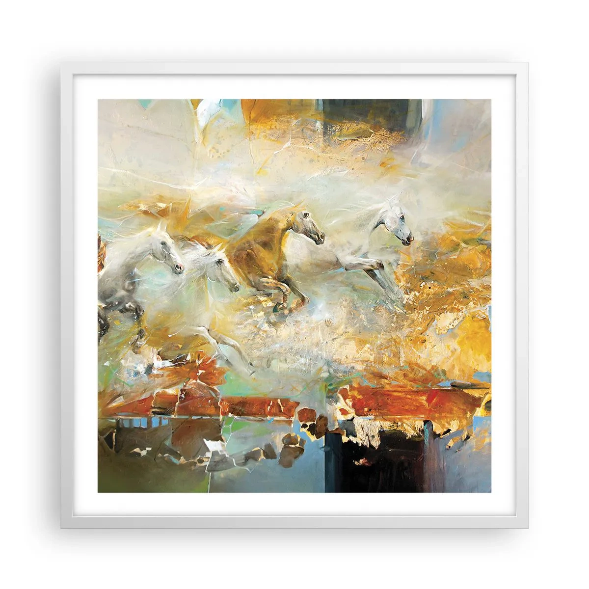 Poster in white frmae - Gallopping through the World - 60x60 cm