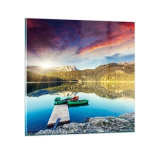 Glass picture - By Water Smooth as a Mirror - 70x70 cm