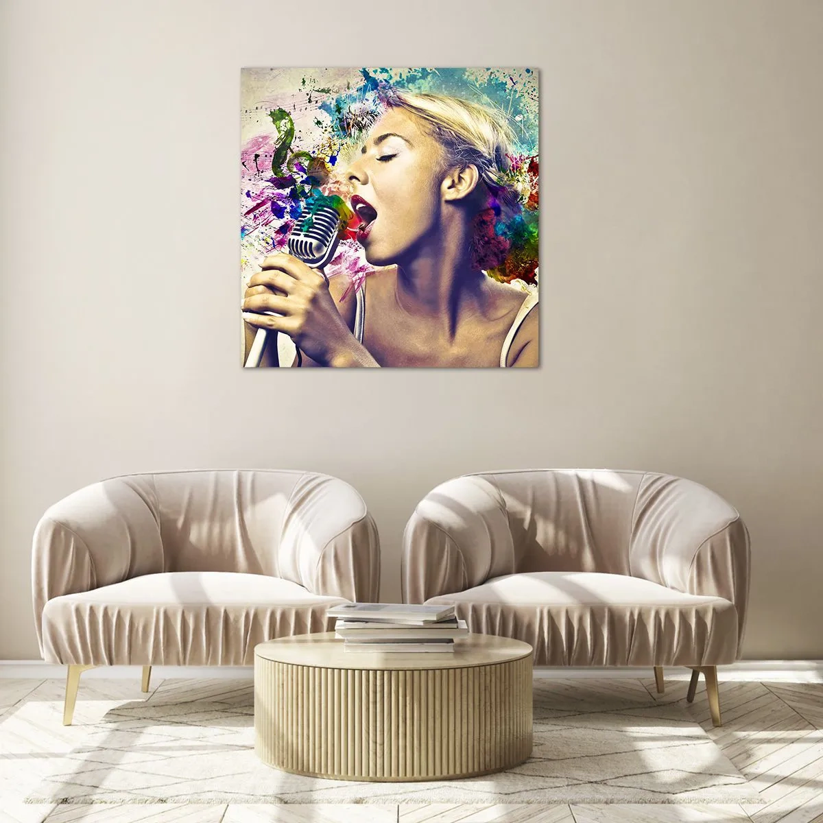 Glass picture - Painting the World with One's Voice - 70x70 cm