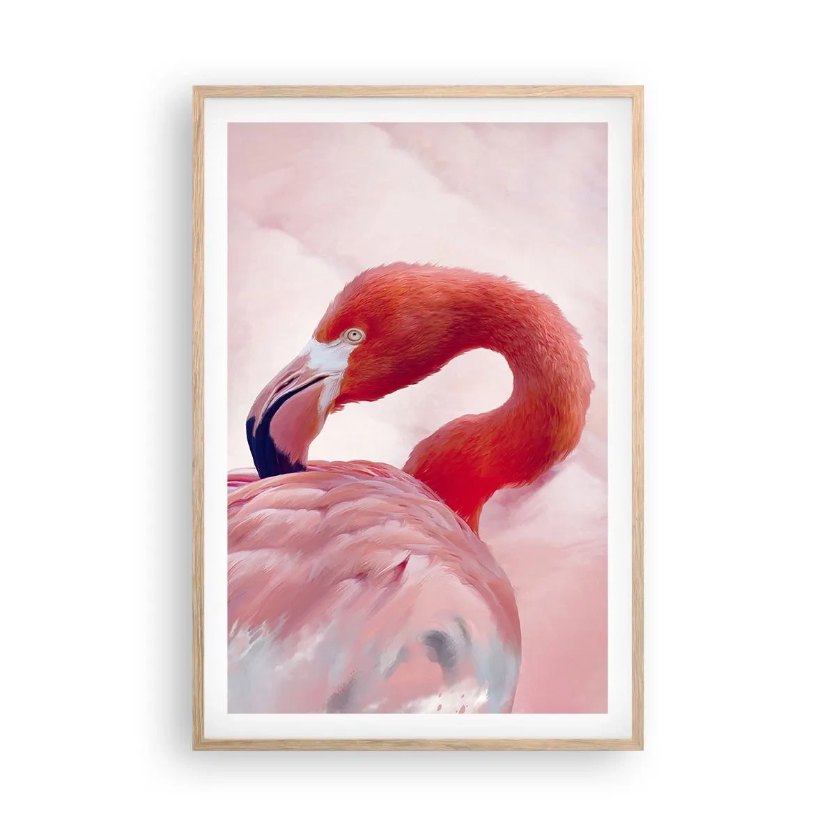 Poster in light oak frame - Bird Look - 61x91 cm