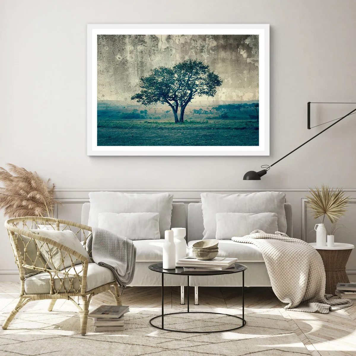 Poster in white frmae - Apple Tree in Blue? - 100x70 cm