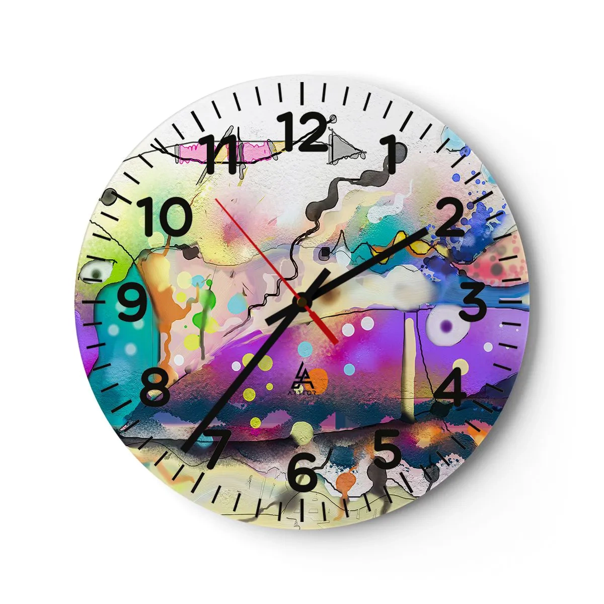 Wall clock - Clock on glass - No Words! - 40x40 cm