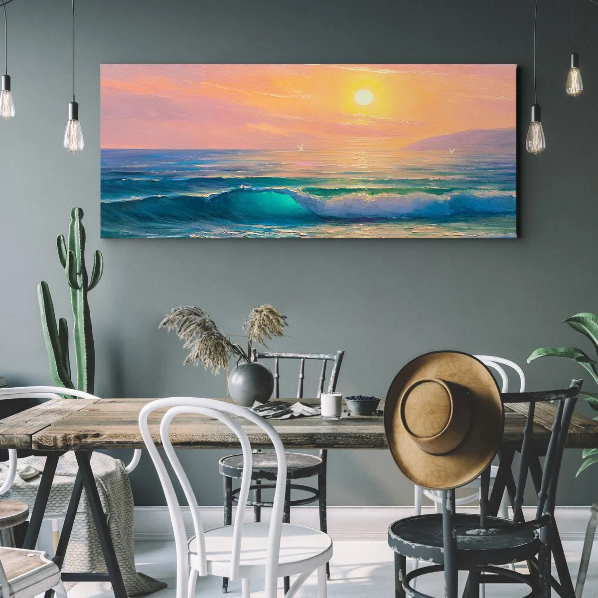 Canvas picture - Turquoise Song of the Waves - 120x50 cm