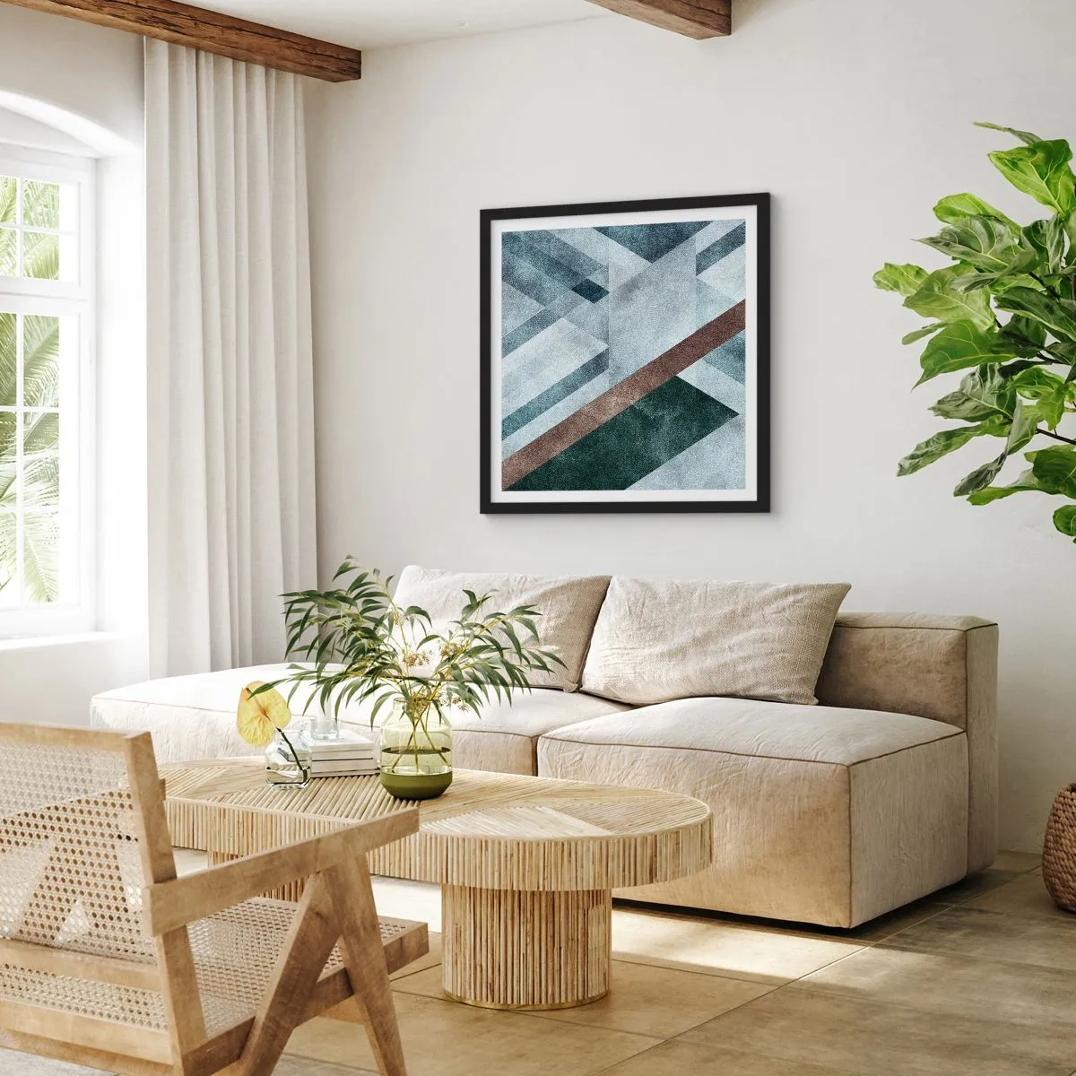 Poster in black frame - Refined Elegance of Geometry - 30x30 cm