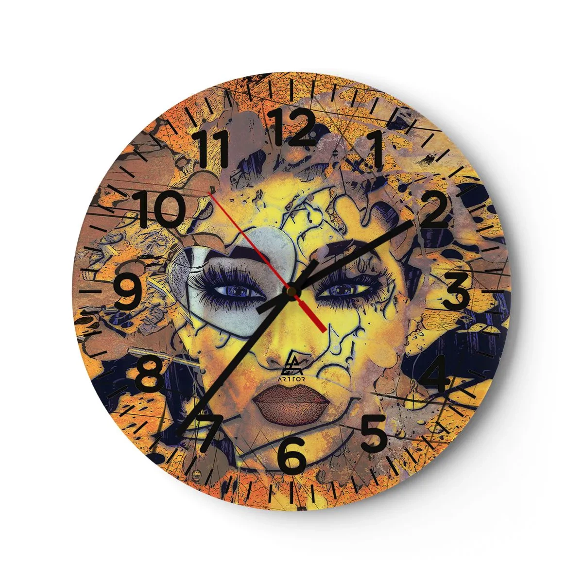Wall clock - Clock on glass - Sunny Beauty - 40x40 cm