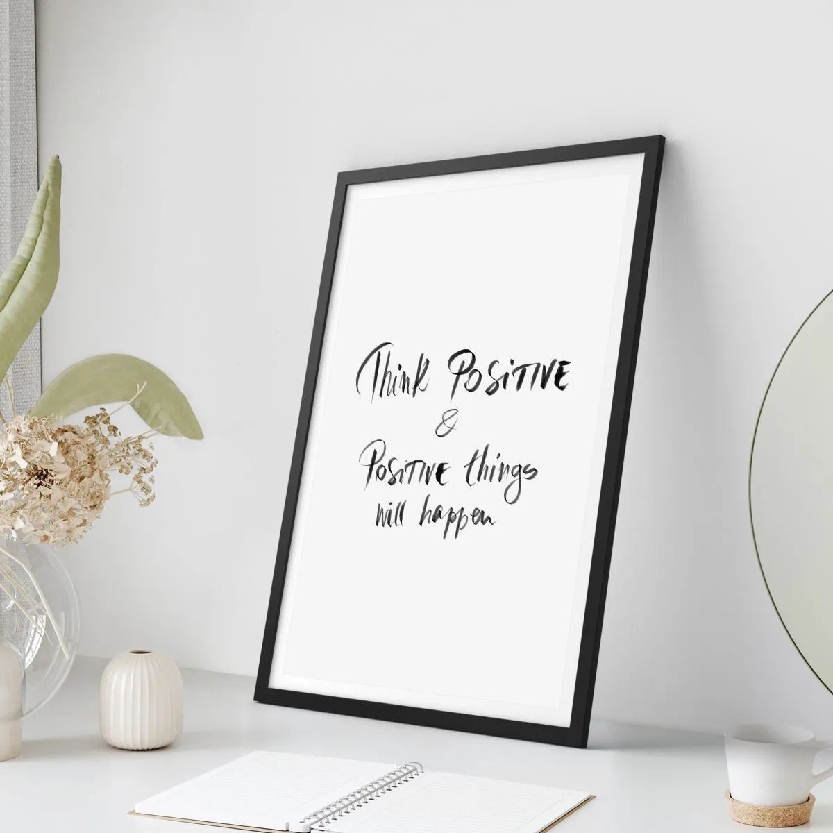 Poster in black frame - Motivational inscription in black and white style - 50x70cm - How to Live? - Modern wall decoration for the living room and bedroom ARTTOR