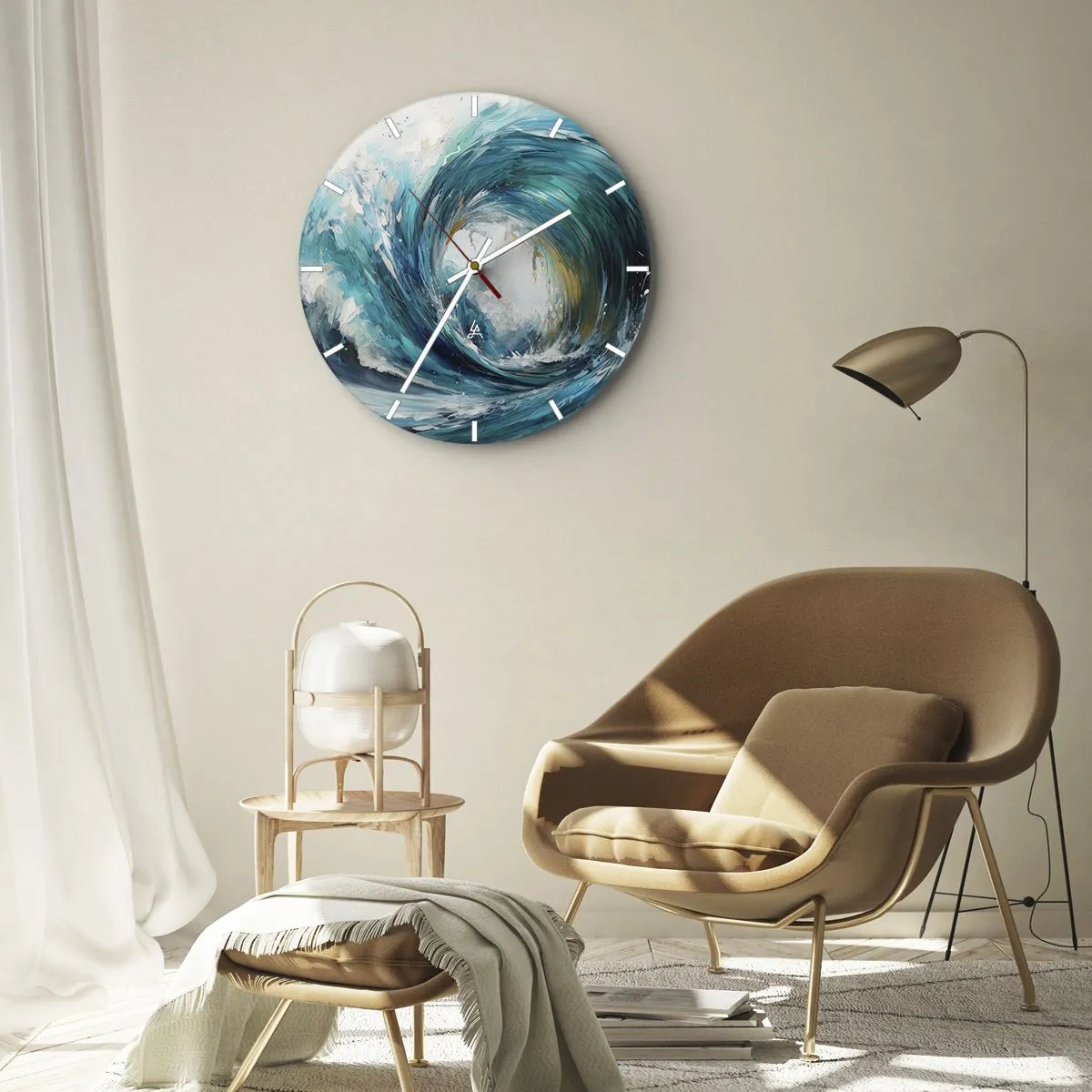 Wall clock - Clock on glass - Sea Portal - 30x30 cm