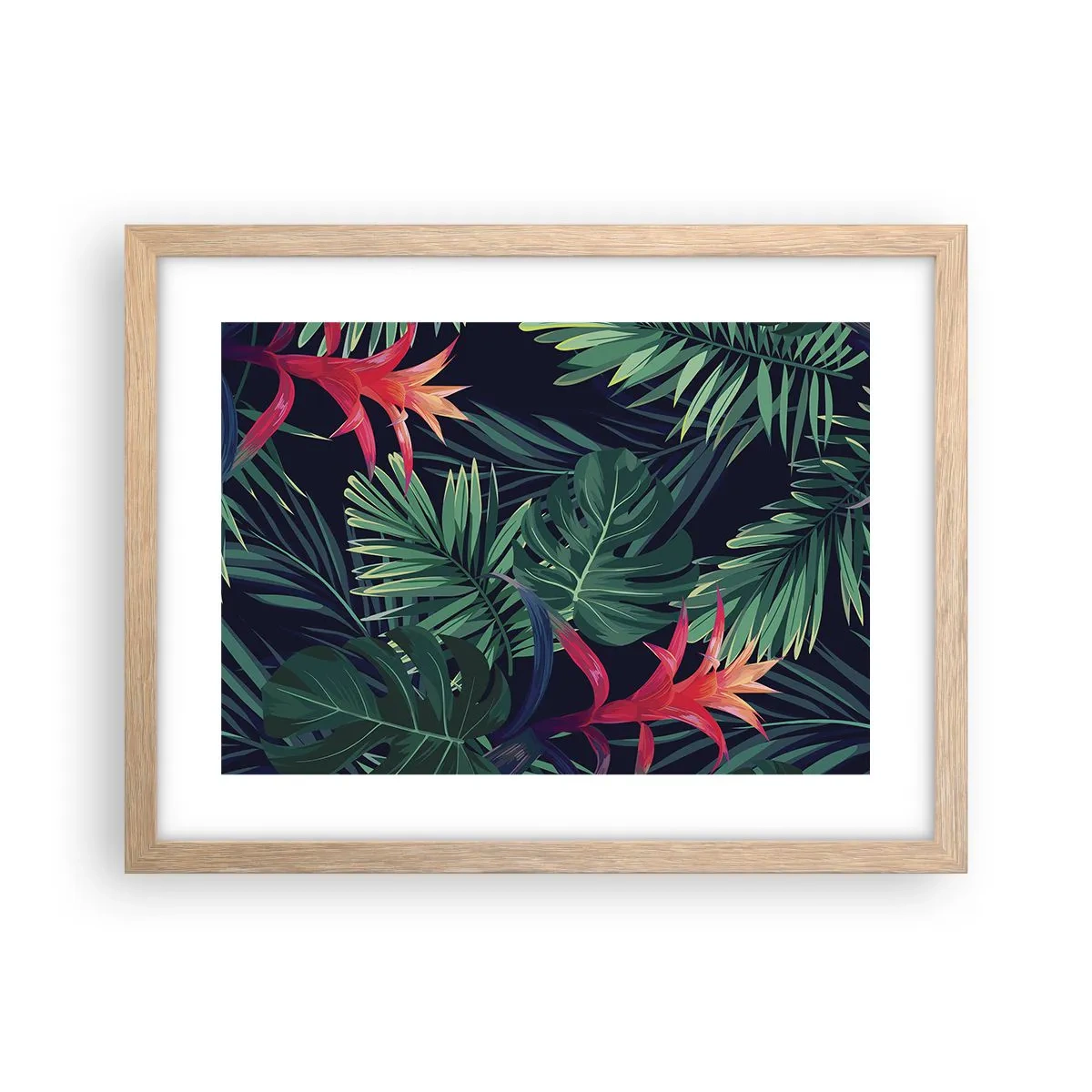 Poster in light oak frame - Burn in Green - 40x30 cm