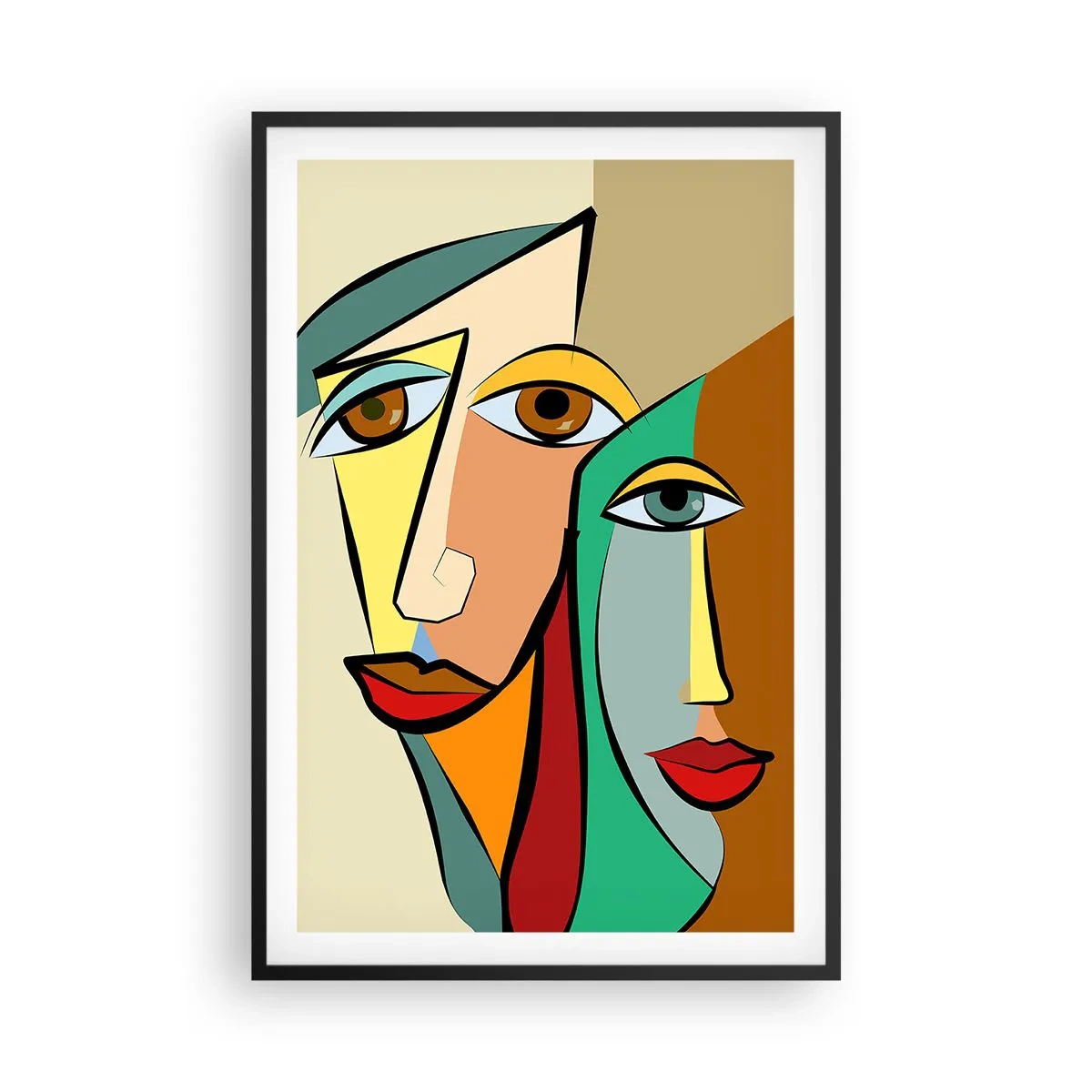 Poster in black frame - Cubist Couple - 61x91 cm