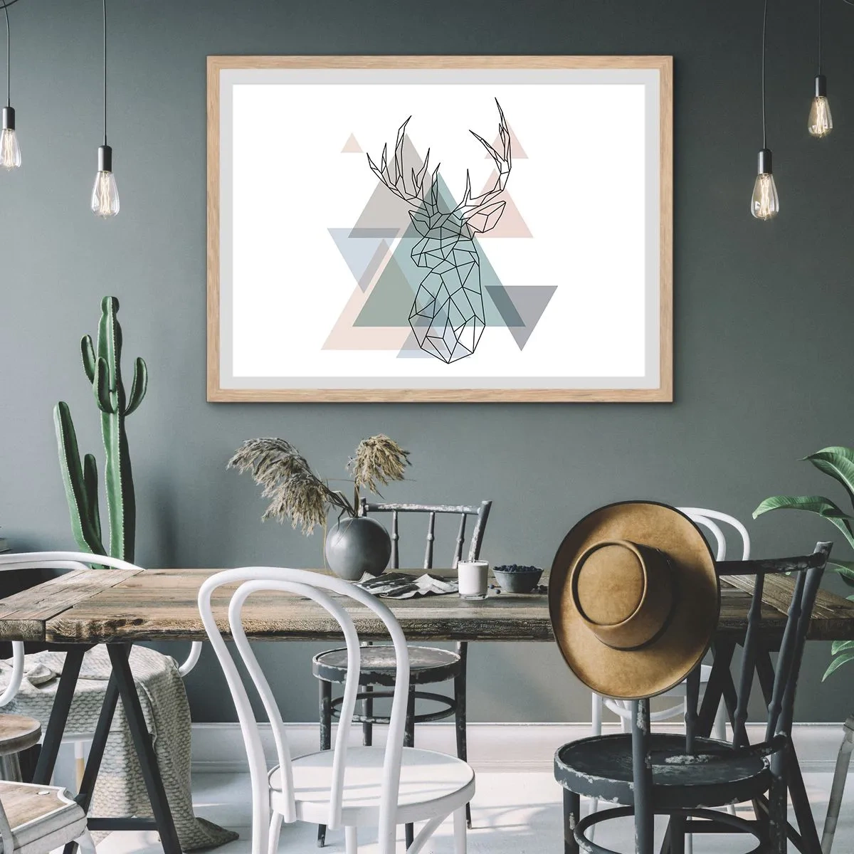 Poster in light oak frame - In a Geometrical Forest - 50x40 cm