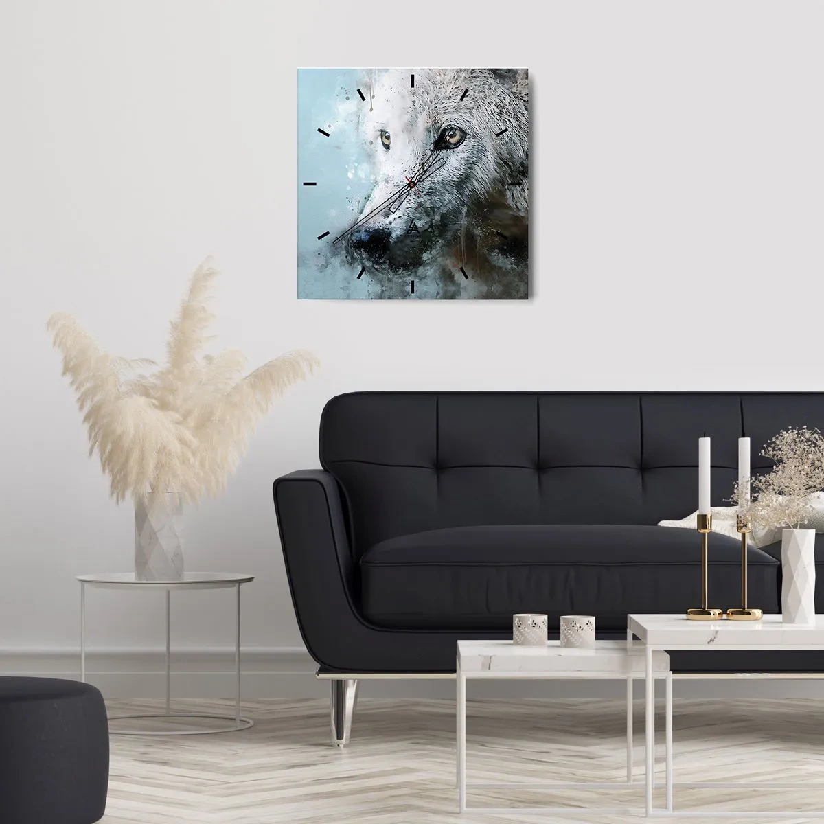 Wall clock - Clock on glass - Meet Wolf Soul - 40x40 cm