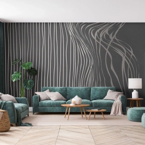 Photo Wallpaper Premium Canvas - Rhythm and Accent - Abstraction, Piece, Black and white - 450x315 cm