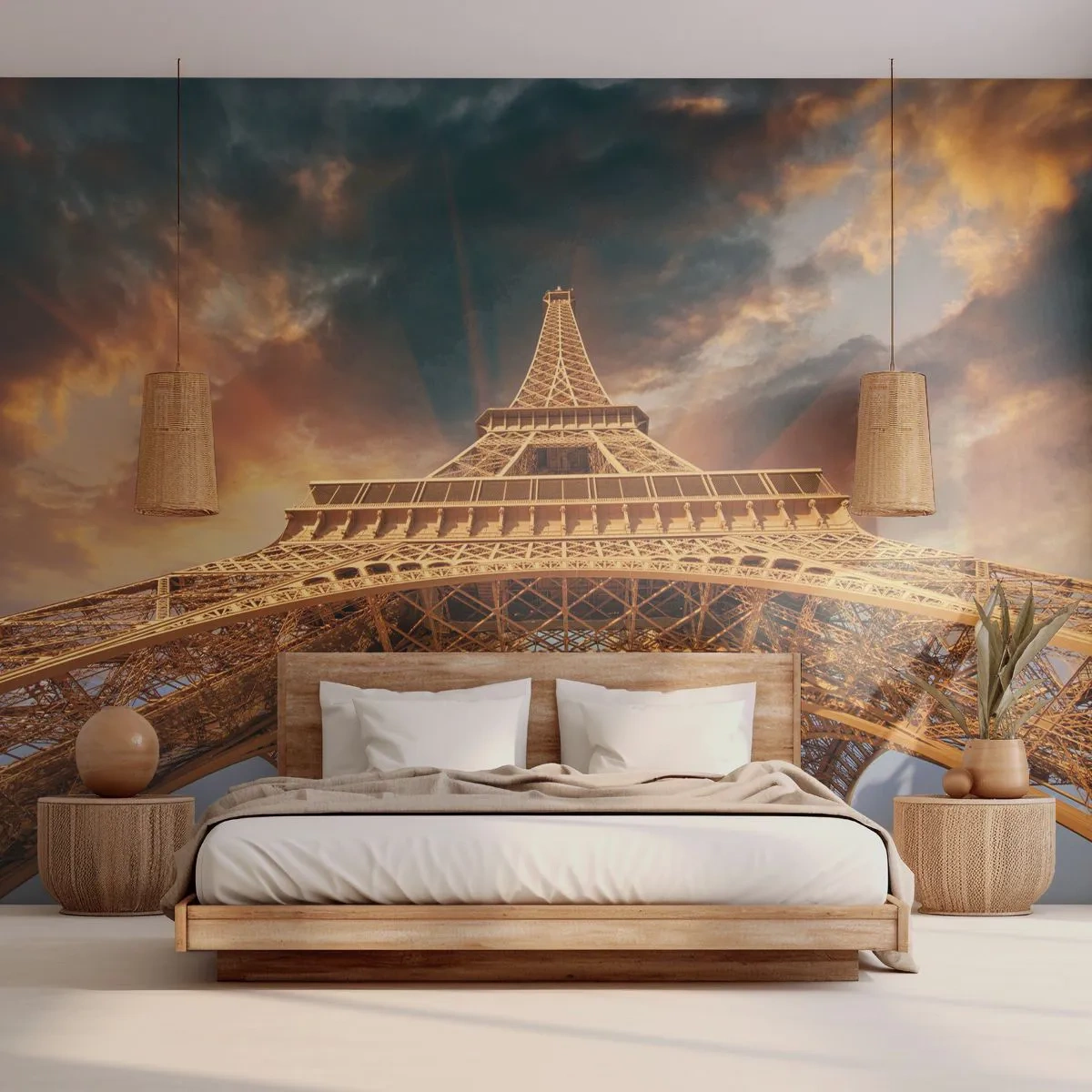 Self-Adhesive Photo Wallpaper Deluxe Sticker - Man Has Reached the Clouds - Eiffel Tower, Architecture, Paris - 250x175 cm