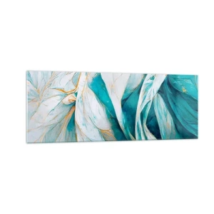 Glass picture - Blue Abstract with a Golden Motif - 140x50 cm