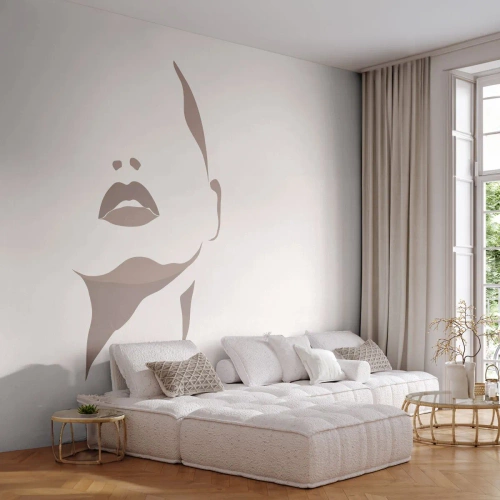 Photo Wallpaper Standard Eco - Created with Light and Shadow - Woman's Face, Woman, Piece - 350x256 cm