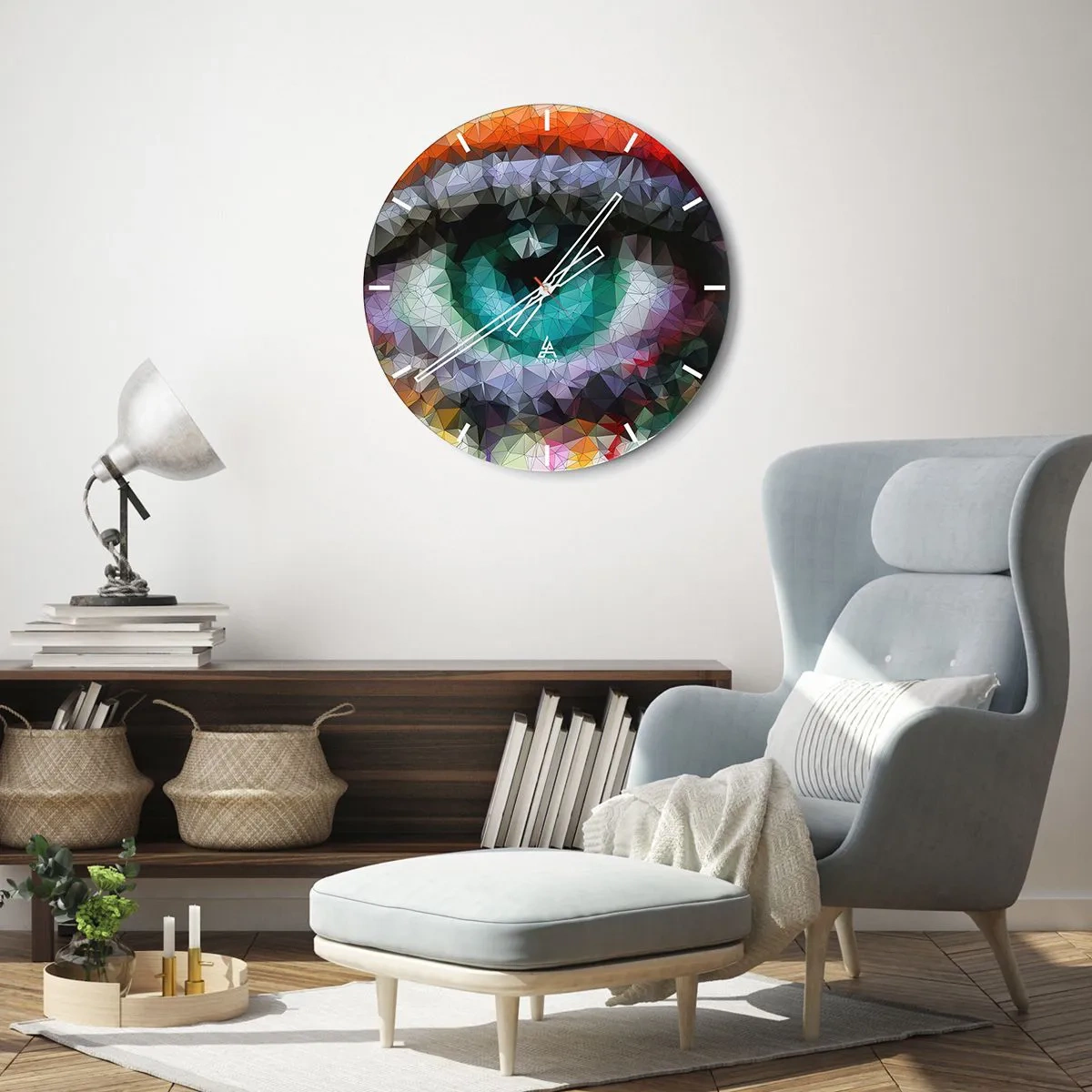 Wall clock - Clock on glass - Crystal Clear Eyes - 40x40 cm